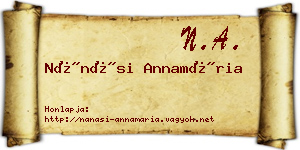 Nánási Annamária névjegykártya