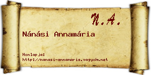 Nánási Annamária névjegykártya
